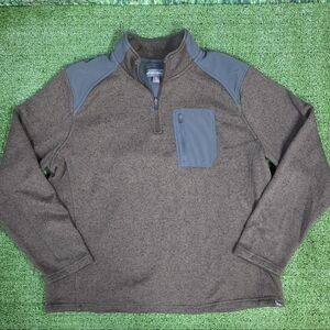 Eddie Bauer Mens Size 2XL Quarter Zip Patched Shoulders Woven Fleece Pullover